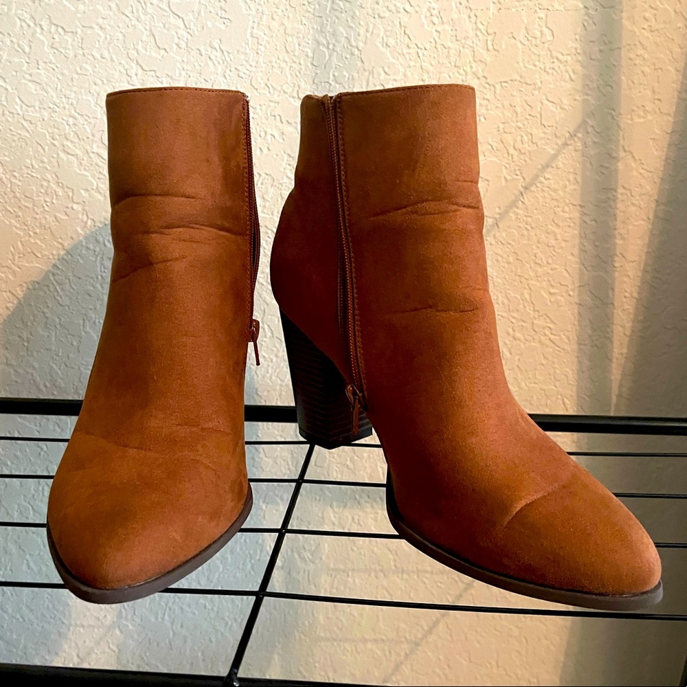 JustFab camel booties